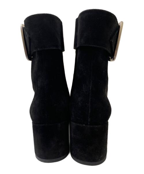 Saint Laurent Paris（サンローランパリ）Saint Laurent Paris (サンローランパリ) ベルトデザインスウェードアンクルブーツ ブラック サイズ:36 1/2の古着・服飾アイテム