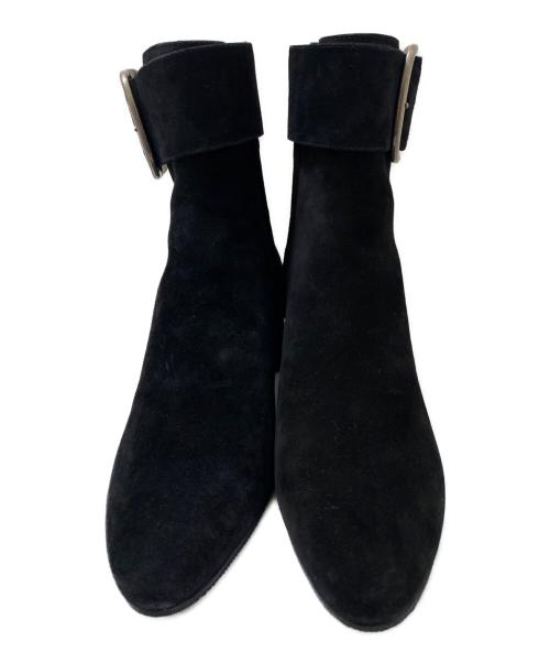 Saint Laurent Paris（サンローランパリ）Saint Laurent Paris (サンローランパリ) ベルトデザインスウェードアンクルブーツ ブラック サイズ:36 1/2の古着・服飾アイテム