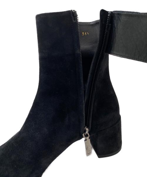 Saint Laurent Paris（サンローランパリ）Saint Laurent Paris (サンローランパリ) ベルトデザインスウェードアンクルブーツ ブラック サイズ:36 1/2の古着・服飾アイテム