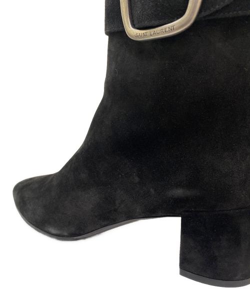Saint Laurent Paris（サンローランパリ）Saint Laurent Paris (サンローランパリ) ベルトデザインスウェードアンクルブーツ ブラック サイズ:36 1/2の古着・服飾アイテム