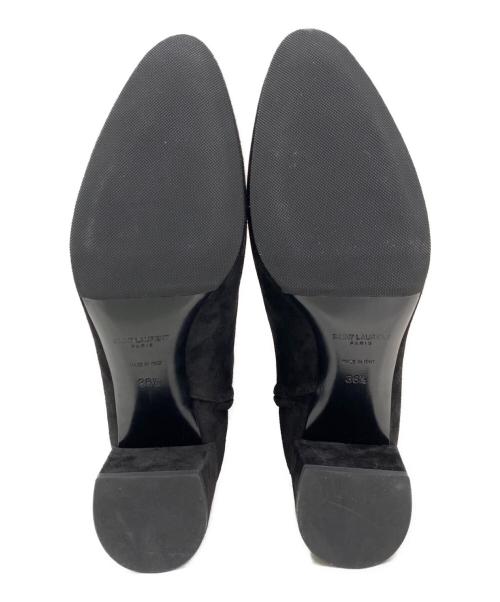 Saint Laurent Paris（サンローランパリ）Saint Laurent Paris (サンローランパリ) ベルトデザインスウェードアンクルブーツ ブラック サイズ:36 1/2の古着・服飾アイテム