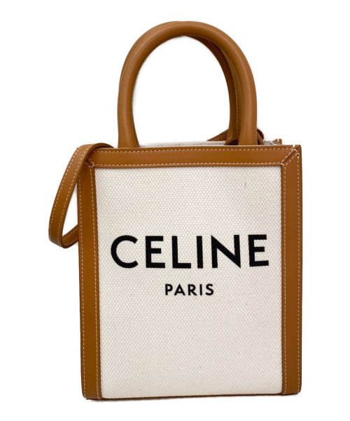 CELINE（セリーヌ）CELINE (セリーヌ) ミニバーティカルカバ アイボリー×ブラウンの古着・服飾アイテム