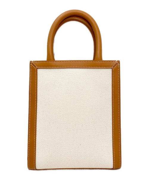 CELINE（セリーヌ）CELINE (セリーヌ) ミニバーティカルカバ アイボリー×ブラウンの古着・服飾アイテム