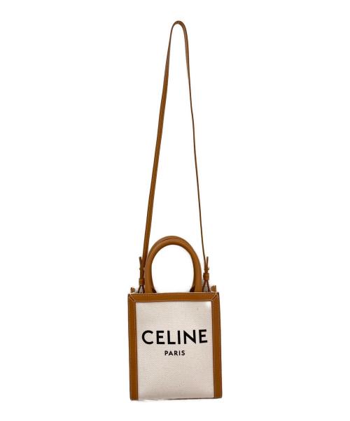 CELINE（セリーヌ）CELINE (セリーヌ) ミニバーティカルカバ アイボリー×ブラウンの古着・服飾アイテム