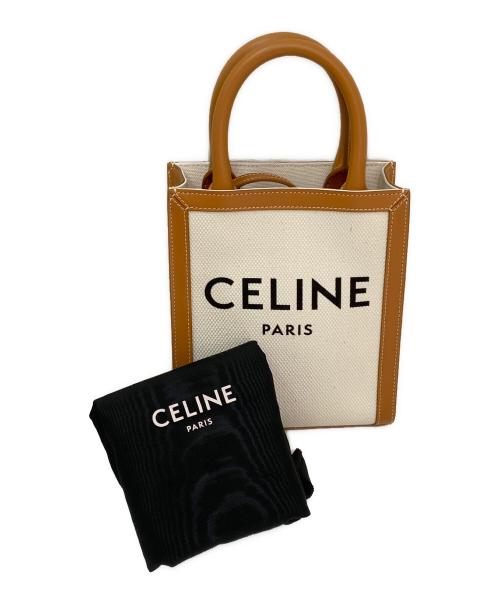 CELINE（セリーヌ）CELINE (セリーヌ) ミニバーティカルカバ アイボリー×ブラウンの古着・服飾アイテム