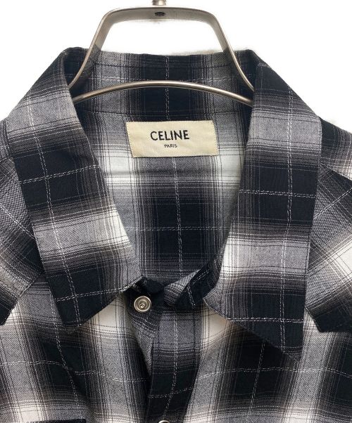 CELINE（セリーヌ）CELINE (セリーヌ) クラシックフィットチェックシャツ ブラック×ホワイト サイズ:XLの古着・服飾アイテム