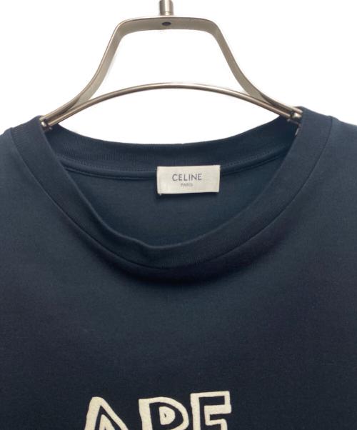 CELINE（セリーヌ）CELINE (セリーヌ) フロッキーロゴプリントTシャツ ブラック サイズ:Sの古着・服飾アイテム