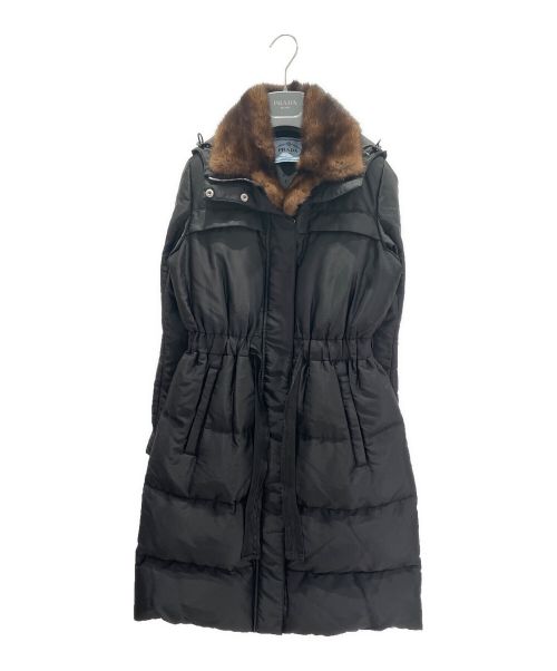 PRADA（プラダ）PRADA (プラダ) ミンクカラーロングダウンコート ブラック サイズ:36の古着・服飾アイテム