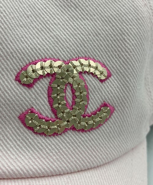 CHANEL（シャネル）CHANEL (シャネル) スパンコールロゴキャップ ピンクの古着・服飾アイテム
