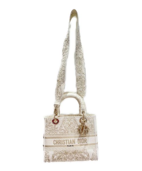 Christian Dior（クリスチャン ディオール）Christian Dior (クリスチャン ディオール) LADY D-LITE ミディアムバッグ ホワイト サイズ:ミディアムの古着・服飾アイテム