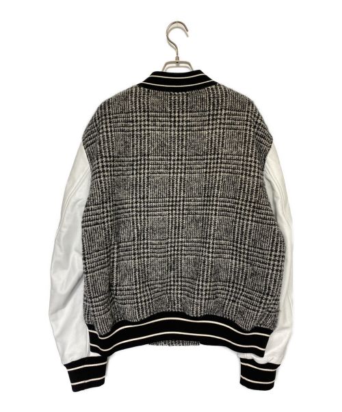 DOLCE & GABBANA（ドルチェ＆ガッバーナ）DOLCE & GABBANA (ドルチェ＆ガッバーナ) DGパッチ レザー切替グレンチェックスタジャン グレー×ホワイト サイズ:50の古着・服飾アイテム