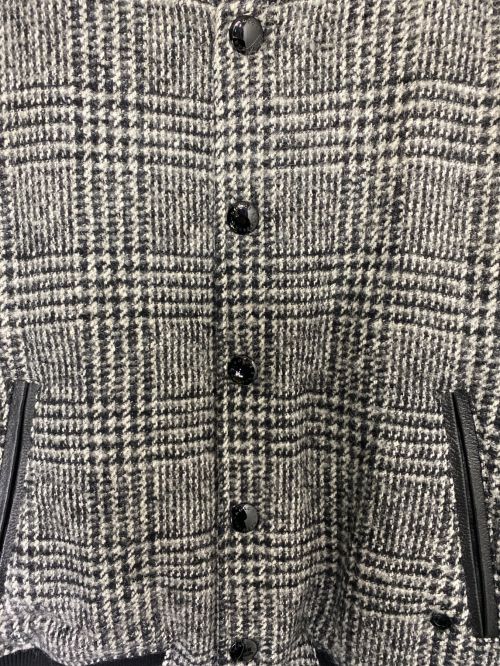 DOLCE & GABBANA（ドルチェ＆ガッバーナ）DOLCE & GABBANA (ドルチェ＆ガッバーナ) DGパッチ レザー切替グレンチェックスタジャン グレー×ホワイト サイズ:50の古着・服飾アイテム