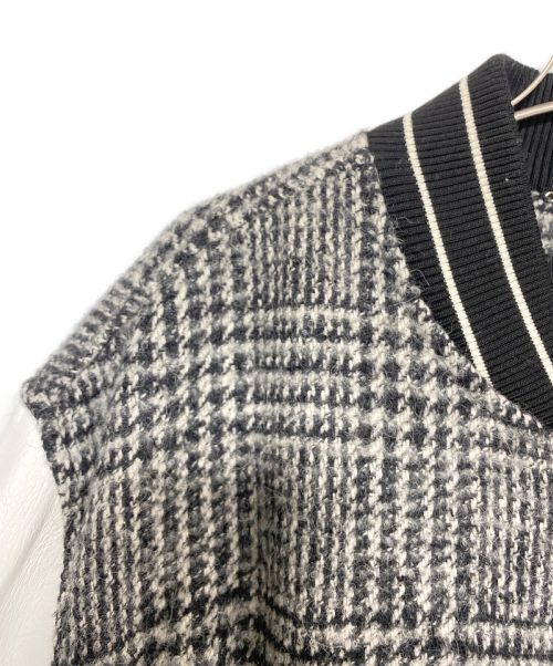 DOLCE & GABBANA（ドルチェ＆ガッバーナ）DOLCE & GABBANA (ドルチェ＆ガッバーナ) DGパッチ レザー切替グレンチェックスタジャン グレー×ホワイト サイズ:50の古着・服飾アイテム
