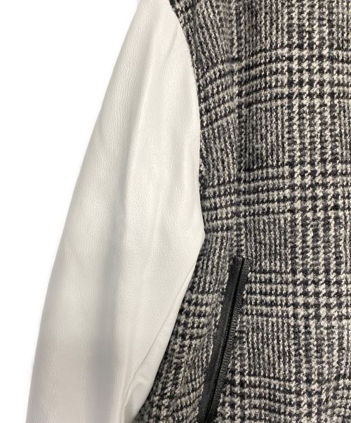 DOLCE & GABBANA（ドルチェ＆ガッバーナ）DOLCE & GABBANA (ドルチェ＆ガッバーナ) DGパッチ レザー切替グレンチェックスタジャン グレー×ホワイト サイズ:50の古着・服飾アイテム