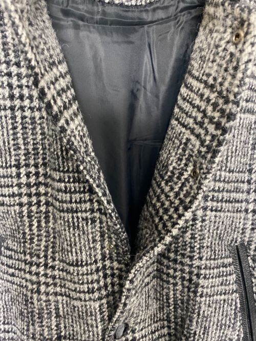 DOLCE & GABBANA（ドルチェ＆ガッバーナ）DOLCE & GABBANA (ドルチェ＆ガッバーナ) DGパッチ レザー切替グレンチェックスタジャン グレー×ホワイト サイズ:50の古着・服飾アイテム