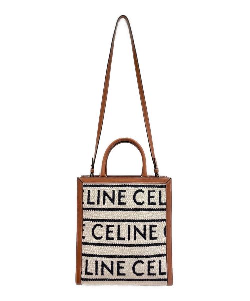 CELINE（セリーヌ）CELINE (セリーヌ) スモール バーティカルカバ ブラウン×ホワイト サイズ:スモールの古着・服飾アイテム