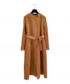 LOUIS VUITTONルイ ヴィトン）の古着「ベルテッドロングノーカラーコート」｜キャメル