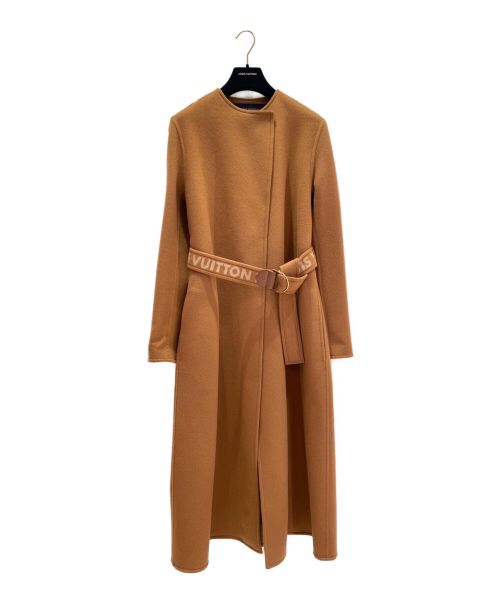LOUIS VUITTON（ルイ ヴィトン）LOUIS VUITTON (ルイ ヴィトン) ベルテッドロングノーカラーコート キャメル サイズ:38の古着・服飾アイテム