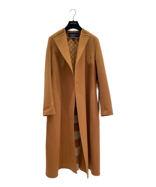 LOUIS VUITTON（ルイ ヴィトン）LOUIS VUITTON (ルイ ヴィトン) ベルテッドロングノーカラーコート キャメル サイズ:38の古着・服飾アイテム