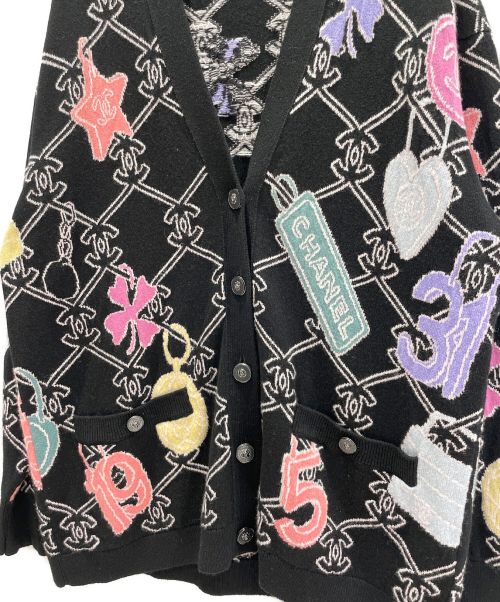 CHANEL（シャネル）CHANEL (シャネル) アイコンロゴココマークポップニットカーディガン ブラック サイズ:36の古着・服飾アイテム