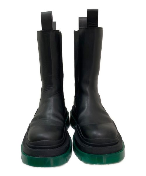 BOTTEGA VENETA（ボッテガベネタ）BOTTEGA VENETA (ボッテガベネタ) タイヤチェルシーブーツ ブラック×グリーン サイズ:37の古着・服飾アイテム
