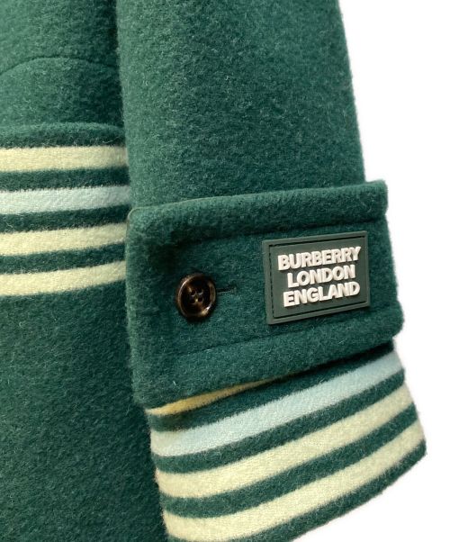 BURBERRY LONDON ENGLAND（バーバリー ロンドン イングランド）BURBERRY LONDON ENGLAND (バーバリー ロンドン イングランド) Double-faced Wool Stripe Detail Duffle Coat グリーン サイズ:44の古着・服飾アイテム