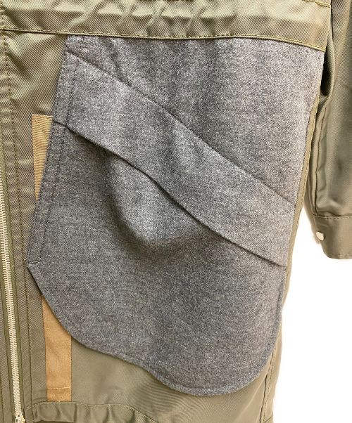 LOUIS VUITTON（ルイ ヴィトン）LOUIS VUITTON (ルイ ヴィトン) 異素材切替モッズコート オリーブ×グレー サイズ:46の古着・服飾アイテム