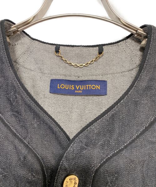 LOUIS VUITTON（ルイ ヴィトン）LOUIS VUITTON (ルイ ヴィトン) エンボスモノグラムベースボールシャツ インディゴ サイズ:Lの古着・服飾アイテム