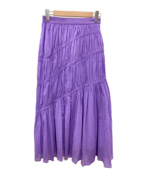 Mystrada（マイストラーダ）Mystrada (マイストラーダ) シャーリングボイルスカート パープル サイズ:38の古着・服飾アイテム