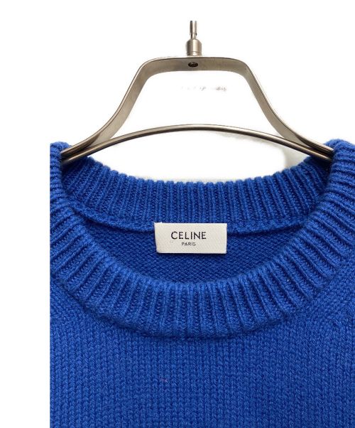 CELINE（セリーヌ）CELINE (セリーヌ) クルーネック トリオンフセーター / カシミア＆ウール ブルー サイズ:Mの古着・服飾アイテム