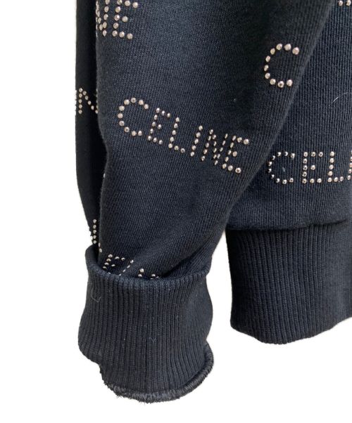 CELINE（セリーヌ）CELINE (セリーヌ) スタッズ付き ルーズフーディー / コットンフリース ブラック サイズ:Sの古着・服飾アイテム