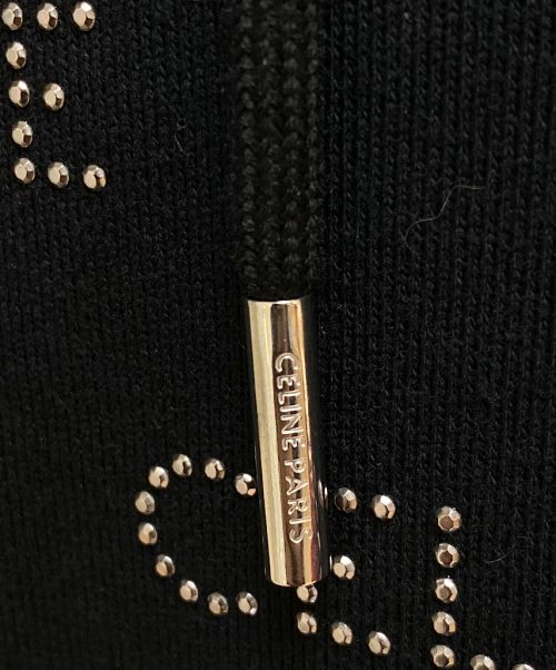 CELINE（セリーヌ）CELINE (セリーヌ) スタッズ付き ルーズフーディー / コットンフリース ブラック サイズ:Sの古着・服飾アイテム