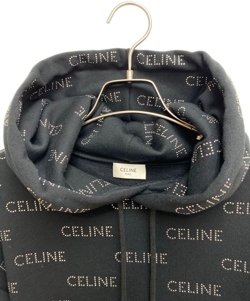 CELINE（セリーヌ）CELINE (セリーヌ) スタッズ付き ルーズフーディー / コットンフリース ブラック サイズ:Sの古着・服飾アイテム