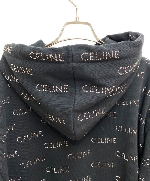 CELINE（セリーヌ）CELINE (セリーヌ) スタッズ付き ルーズフーディー / コットンフリース ブラック サイズ:Sの古着・服飾アイテム