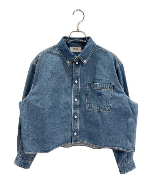 CELINE（セリーヌ）CELINE (セリーヌ) 22AW ユニオンオーシャンウォッシュ デニムクロップドシャツ インディゴ サイズ:Lの古着・服飾アイテム