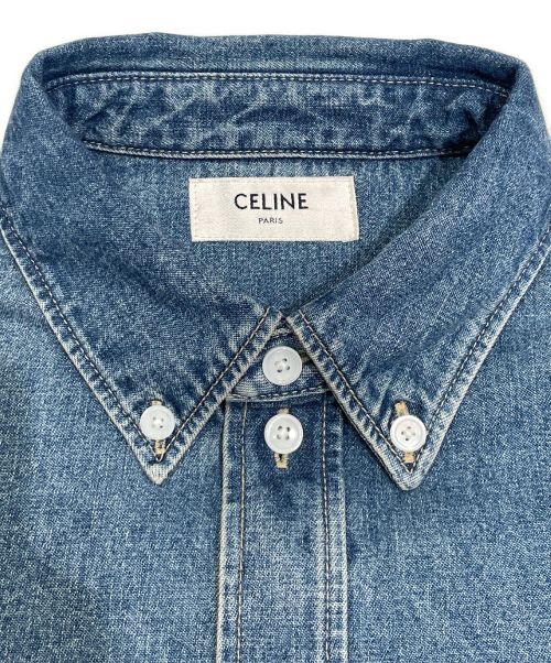 CELINE（セリーヌ）CELINE (セリーヌ) 22AW ユニオンオーシャンウォッシュ デニムクロップドシャツ インディゴ サイズ:Lの古着・服飾アイテム