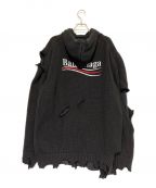 BALENCIAGAバレンシアガ）の古着「Campaign Destroyed Hoodie」｜ブラック