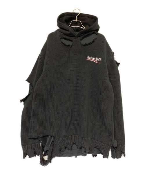 BALENCIAGA（バレンシアガ）BALENCIAGA (バレンシアガ) Campaign Destroyed Hoodie ブラック サイズ:Sの古着・服飾アイテム