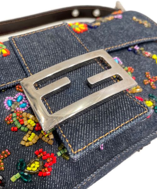 FENDI（フェンディ）FENDI (フェンディ) ビーズ刺繍マンマバケットバッグ インディゴの古着・服飾アイテム