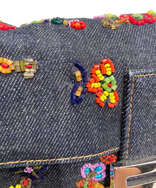 FENDI（フェンディ）FENDI (フェンディ) ビーズ刺繍マンマバケットバッグ インディゴの古着・服飾アイテム
