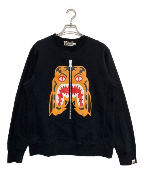 A BATHING APE（ア ベイシング エイプ）A BATHING APE (ア ベイシング エイプ) TIGER HEAVY WEIGHT CREWNECK ブラック サイズ:XLの古着・服飾アイテム