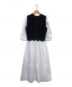 JUSGLITTYジャスグリッティー）の古着「スカラベスト×シャツワンピースSET」｜ホワイト