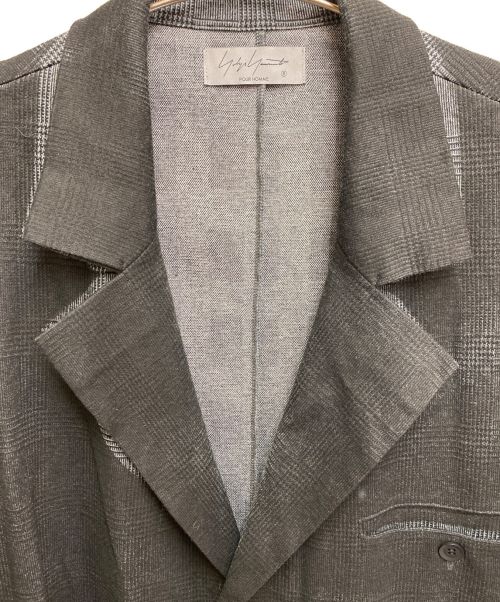 Yohji Yamamoto pour homme（ヨウジヤマモト プールオム）Yohji Yamamoto pour homme (ヨウジヤマモト プールオム) ジャガードグレンチェックロングジャケット ブラック×グレー サイズ:3の古着・服飾アイテム