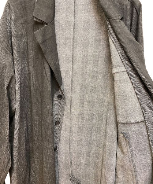 Yohji Yamamoto pour homme（ヨウジヤマモト プールオム）Yohji Yamamoto pour homme (ヨウジヤマモト プールオム) ジャガードグレンチェックロングジャケット ブラック×グレー サイズ:3の古着・服飾アイテム