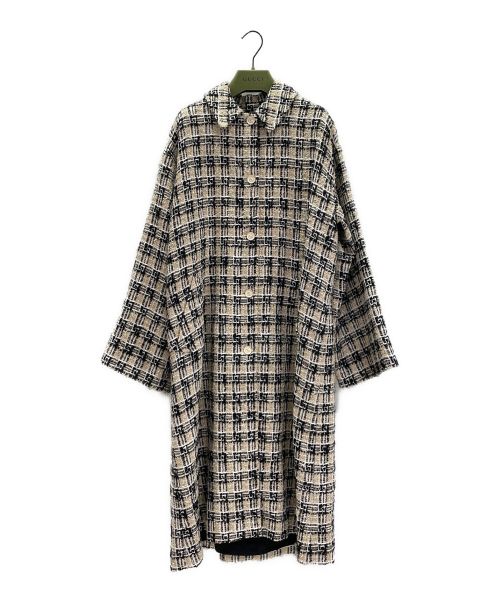 GUCCI（グッチ）GUCCI (グッチ) スクエアGチェックツイードコート ブラック×ベージュ サイズ:36の古着・服飾アイテム