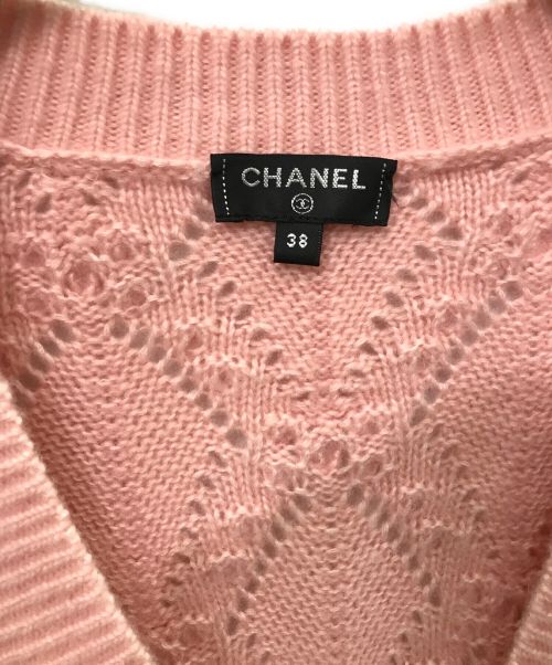 CHANEL（シャネル）CHANEL (シャネル) カシミヤVネックカーディガン ピンク サイズ:38の古着・服飾アイテム