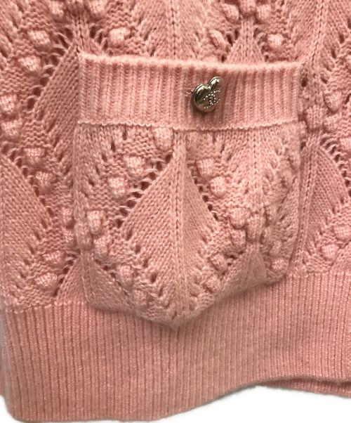 CHANEL（シャネル）CHANEL (シャネル) カシミヤVネックカーディガン ピンク サイズ:38の古着・服飾アイテム