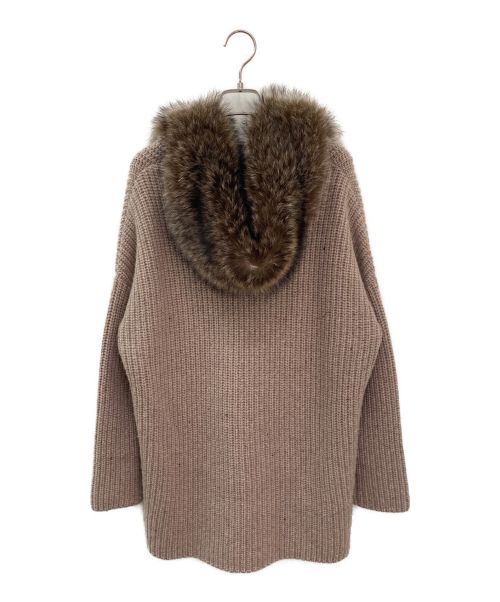 BRUNELLO CUCINELLI（ブルネロクチネリ）BRUNELLO CUCINELLI (ブルネロクチネリ) ファーフードカシミヤニットカーディガン ベージュ サイズ:Sの古着・服飾アイテム