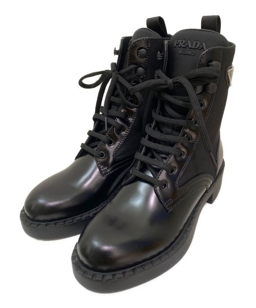PRADA（プラダ）PRADA (プラダ) レースアップブーツ ブラック サイズ:34　1/2の古着・服飾アイテム