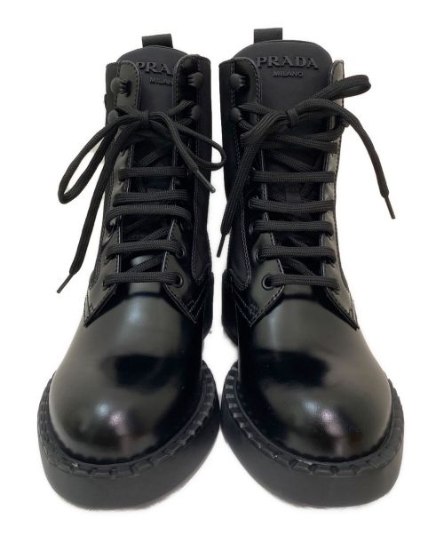 PRADA（プラダ）PRADA (プラダ) レースアップブーツ ブラック サイズ:34　1/2の古着・服飾アイテム